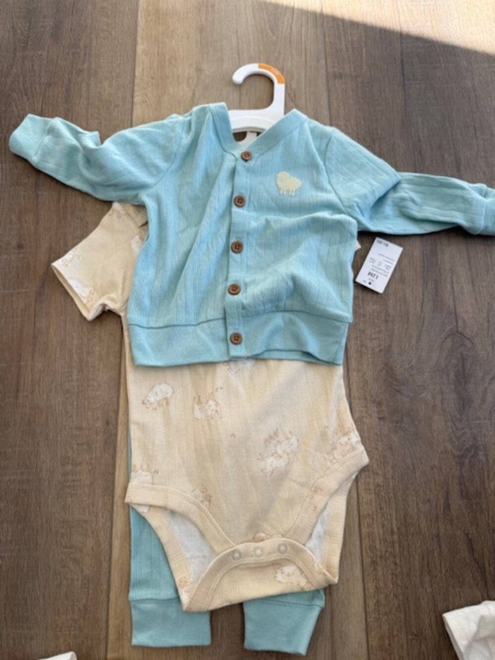 NWT Cloud Island Baby Turquoise Ribbed 3 Piece Outfit Sz. 12M